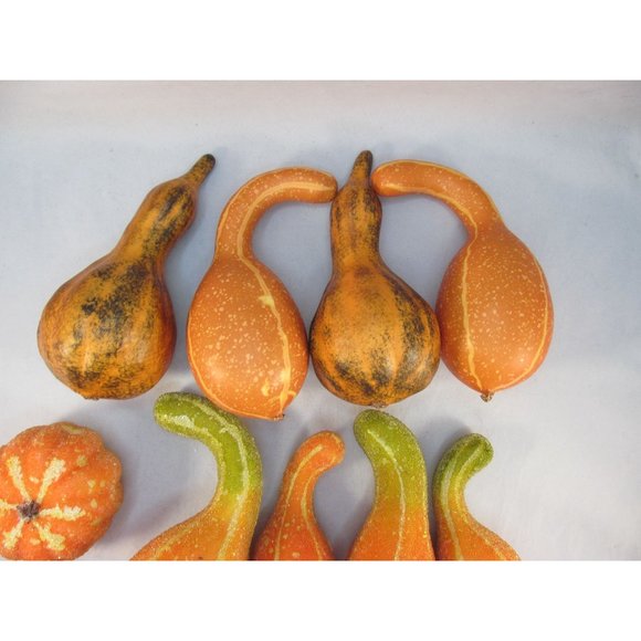 Variety of 14 Fall Decorative Artificial Pumpkins Squash Home Decor - Picture 6 of 12